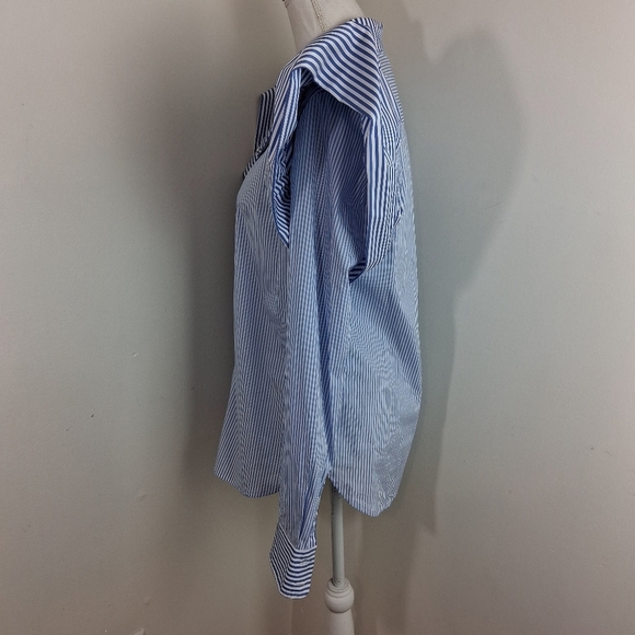 Neubyrne Women's Puff Sleeve Stripped Blue Blouse Size Large NWT - Picture 7 of 9